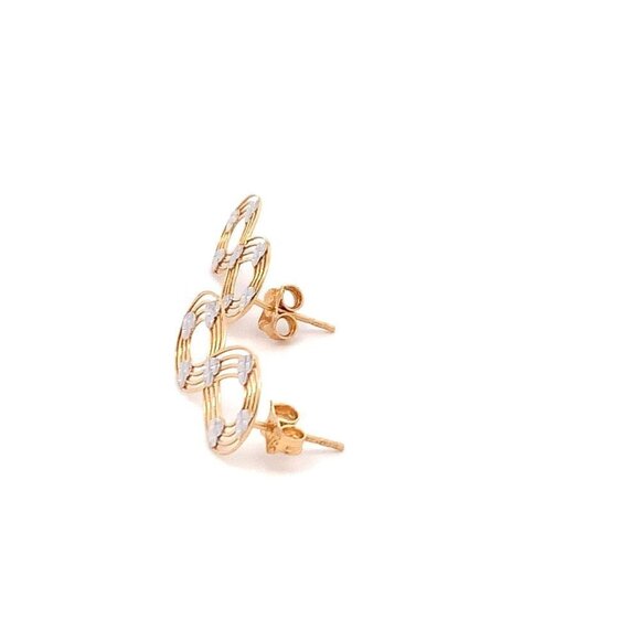 18K Gold Earrings Infinity Post White Yellow Gold 2.12 grams - Picture 11 of 13